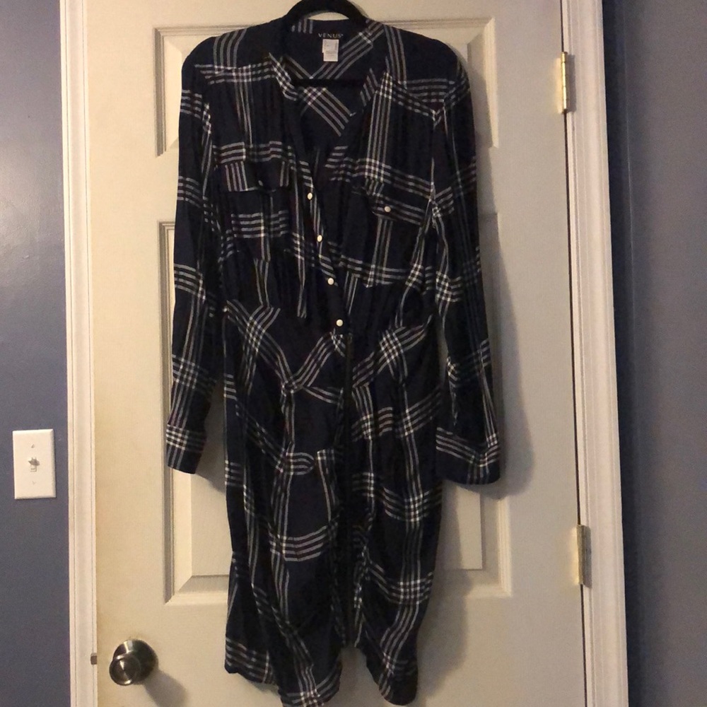 Venus Plaid Light Weight  Long Sleeve Dress Sz 16